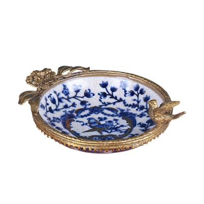 China Chinese Blue And White China Porcelain With Dried Fruit Copper Dish for sale