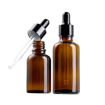 China Personal Care In Stock Wholesale 30ml Essential Oil Cosmetic Packaging Amber Glass Bottle With Dropper for sale