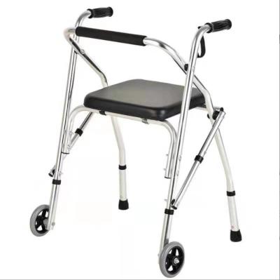 China Durable Foldable With Front Wheel Aluminum Alloy Cane Walking Stick Walking Aid Walker For Older Seniors for sale