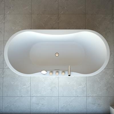 China Modern Soft Style Back to Wall Freestanding Bathtub White Acrylic Freestanding Bathtub for sale