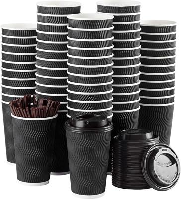 China 16 oz disposable white disposable coffee cups with lids and straws for sale