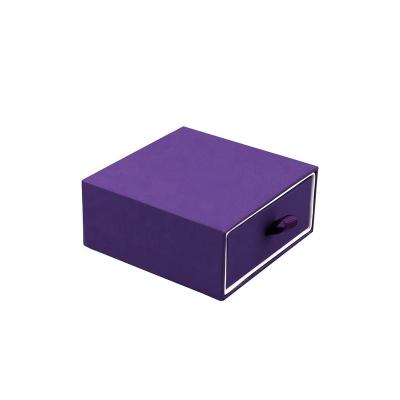 China Recyclable Factory Wholesale Custom Soft Touch PU Skin Purple Drawer Type Gift Box for sale