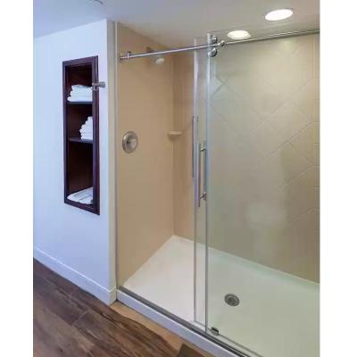 China Contemporary Double Roller Tubular Track Barn Style Frameless Glass Sliding Shower Door Shower Enclosure (FY2883) for sale