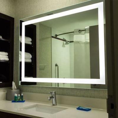 China Hospitality Grade LED Vanity Mirror Wall Hung Aluminum Base LED Mirror Wall Minimalist Backlit Energy Saving Energy Saving Plug Or Hardwire for sale