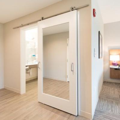 China Modern Sliding Mirror Inserted Barn Door for Hampton Inn Bathroom and Cabinet for sale