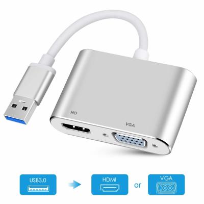 China USB 3.0 to  VGA Adapter, 2 in 1 USB to  Adaptor 1080P for Windows7/8/10 for sale