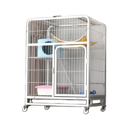 China Stainless Steel Caster Fence Rotating Animal Cage Cat Kitten Ferret Cage All Direction with Hammock and Ramp Ladders Bed for sale