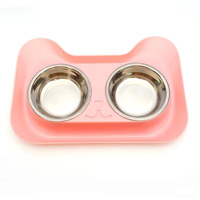 China Hot Selling Cheap Fashion Cat Dog Water Food Pet Anti-overflow Bowl Colorful Stocked Feeder for sale