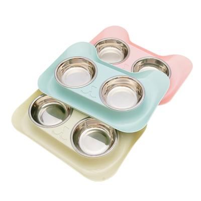 China Factory Direct Sales Fashion Cat Dog Water Food Pet Anti-overflow Bowl Stocked Colored Feeder for sale