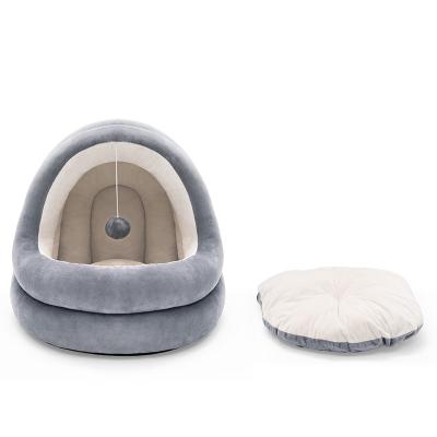 China Morden Factory Direct Plush High Quality Soft Warm Space Cat Bed With Toy Large Detachable Washable Pet Nest for sale