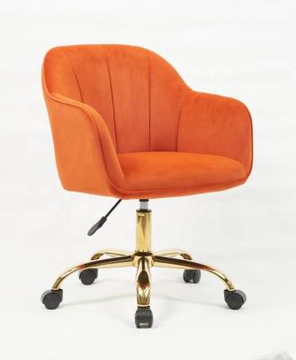 China (Height) Adjustable Porcelain Plants Swivel Low Orange Electroplate Design Fabric Soft Seat Makeup Chairs For Office Chair for sale