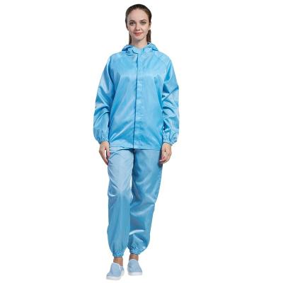 China 98% Polyester 2% Conductive Fiber Garment ESD Cleanroom Jackets Antistatic Pants for sale