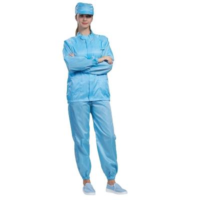 China Hot selling electronics cleanroom jacket and pants with polyester fiber ESD anti-static uniform for electronic workshop for sale