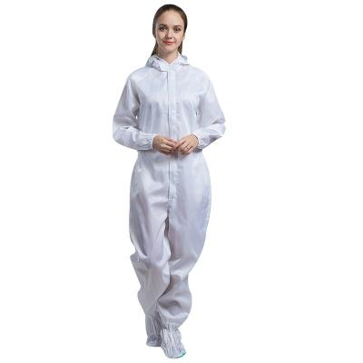 China Cleanroom H-1110 Unisex Anti Static Esd Hooded Overalls With Shoe Coverall With 0.5 Grid 98% Polyester 2% Carbon Esd Fabric for sale