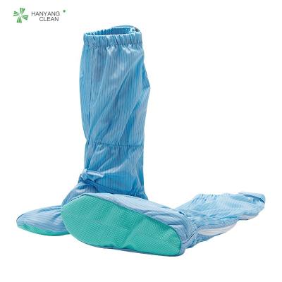 China Anti Slip Anti-Slip Blue Anti-Static Anti-Static Safety PVC Long Boots Cleanroom Cleanroom ESD Blue Stripe Pharmaceuticals Soft Sole Boots for sale