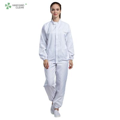 China 100%Polyester fiber wholesale selling white color long sleeve food processing uniform for soap factory for sale