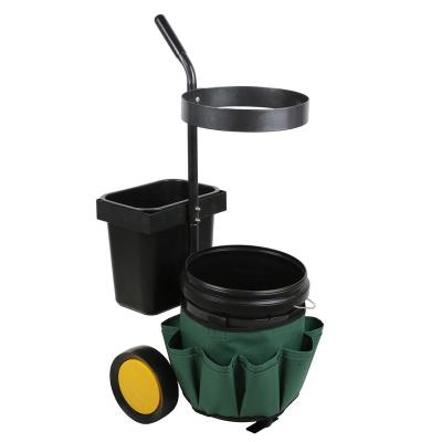 China Multifunction RH-20A 40KG steel dismountable multifunctional garden cart two wheel garden hand cart with bucket bag trolley tool trolley for sale