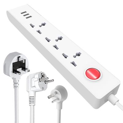 China Residential / General-Purpose india flat plug US EU UK 4 outlets universal surge protector extension power strip with usb ports for office and home for sale