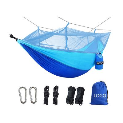 China Custom nylon travel hammock 350KG capacity fast delivery small LOW MOQ portable hammock price with mosquito net for sale