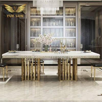 China Eco-friendly luxury gray dining table nordic marble dining table and chair rectangular stone dining table for sale