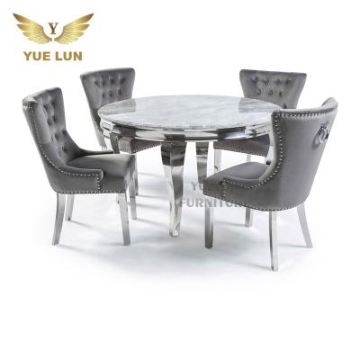 China Eco-friendly Luxury Marble Dining Table Home Dining Table And Chair Modern Hotel Furniture Sets for sale