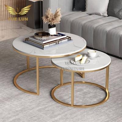 China Contemporary Eco-friendly Living Room Furniture Set Stainless Steel Silver Leg Chrome Center End Modern White Marble Top Tea Table for sale