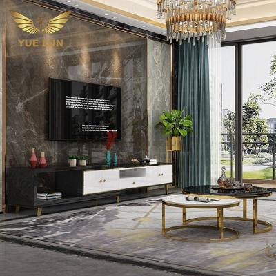 China Eco-friendly home metal furniture sets modern white glass coffee table center table and gold TV stand coffee table for sale for sale