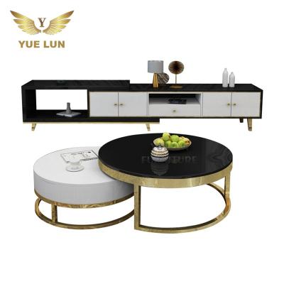 China Eco-friendly Home Luxury Modern Marble TV Stand Stainless TV Furniture Cabinet For Living Room for sale