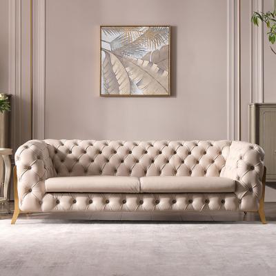 China Nordic luxury furniture villa ornate velvet ornate Chesterfield living room italian leather sectional sofa for sale