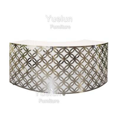 China Modern Led Party Design Event Light Round Mirror Top Reception Bar Glass Table for sale