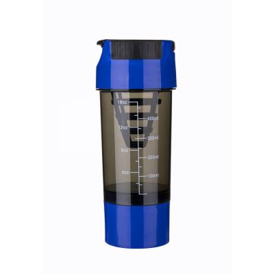 China Viable BPA Free 500ml Protein Shaker With Storage Cup Fitness Plastic Wholesale Mixing Sport Shaker Water Bottle for sale