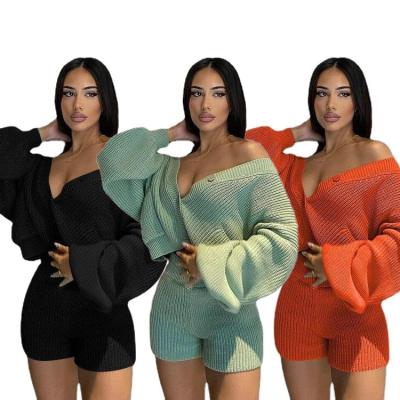 China 2021 Autumn Breathable Clothing Suits 2 Piece Pants Women Tracksuits Jogger Breeches Sets Two Piece Biker Shorts Set Sweaters Coated Jackets for sale