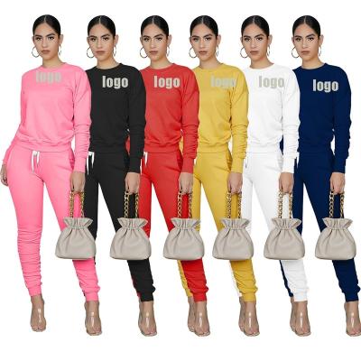 China MQY Logo Whloesale Solid Color Cotton Breathable Custom Plain Sweat Suit Set Women Tracksuit Sweatsuits Plus Size Women Clothing for sale