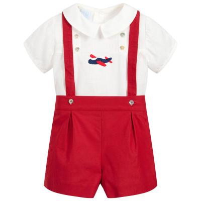 China Custom Toddler Boys Casual 2pcs Set Outfits Baby With Suspenders Corduroy Bloomer Shorts for sale