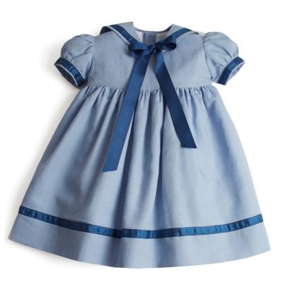 China Breathable Children's Clothing Girl's Summer Navy Short Sleeve Dress for sale