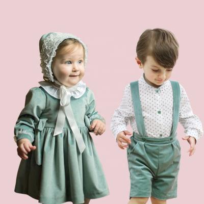 China SPANISH BROTHER ENGLAND STYLE AUTUMN AND WINTER children's clothing girls set velvet clothese clothes boys shirt pants piece for sale