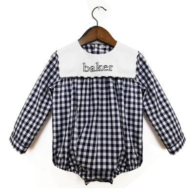 China High Quality Plaid Polyester/Cotton Infant Babies Toddler White Black Clothes Rompers for sale