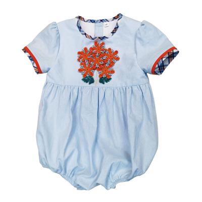 China Custom Polyester/Cotton Child Clothing Embroidery Velvet Summer Baby Cotton Rompers for sale