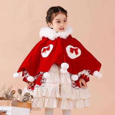 China 2021 New Year Coat Fur Collar Coat Anti-wrinkle 2021 Large Red Velvet Girl Lolita Girl Coat for sale