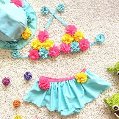 China Anti-UV Toddler Girls Kids Swimwear Two-Piece Flower Bikini Swimwear Swimwear Toddler Girls Swimwear for sale