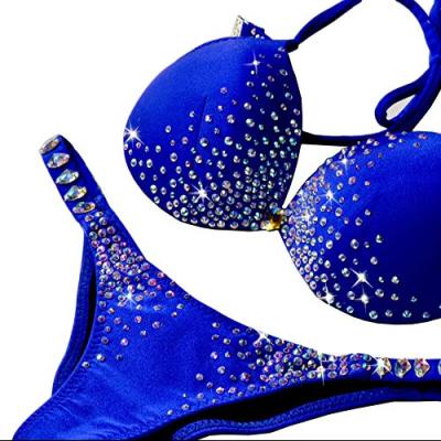 China Full Rhinestone Crystal Connectors Fitness Exercise NPC IBFF Competition Bikini Suit Bikini for sale