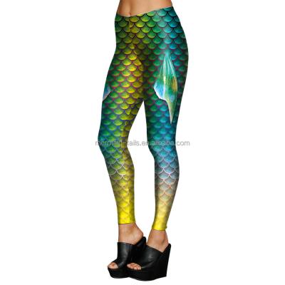 China Fashion Anti-UV Fish Scales Printed Trousers Ladies Stretch Plus Size Gaiters Slim Pencil Pants for sale