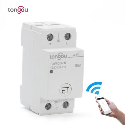 China TOWICB WiFi Circuit Breaker Smart Switch 1P+N 80A 36mm Din Rail With Timing Function TOWICB-80 for sale