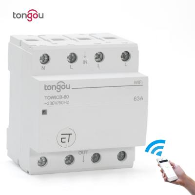 China Tongou 80A 3P+N 72mm Circuit Breaker WIFI Smart Control Switch with Timing Function TOWICB-50 for sale