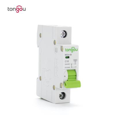 China The TOMC3-63 16A 1P High Quality Imported Material MCB IEC60898 Miniature Circuit Breaker for sale