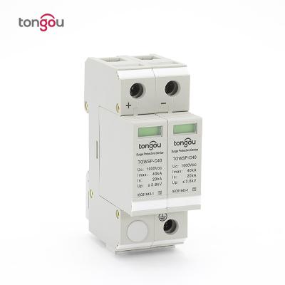 China TOWSP SPD 2P 36mm DC 1000V 20KA~40KA House Surge Protector Protective Shutdown Device TOWSP-C40/2/DC2 for sale