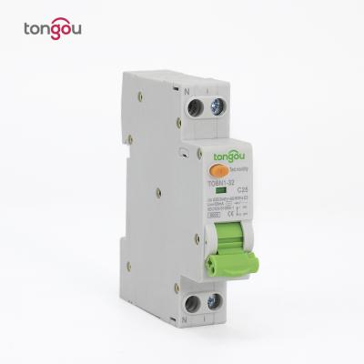 China 1P+N 6KA 32A 100mA Electronic Curve C 18mm AC Type Australia RCBO TOBN1 6KA Type for sale