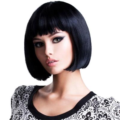 China Straight European And American For Women Synthesize High Temperature Bob Wig With Bangs Short Straight Natural Hair Fiber Cosplay Wigs for sale