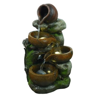 China New Design Garden Mill Fountain Decoration Simple Resin Small Pot Waterfall Garden Earth Fountain for sale