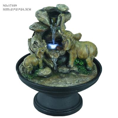 China Europe Customized Polyresin Indoor Elephants Drink Water Rock Garden Waterfall Water Fountains for sale